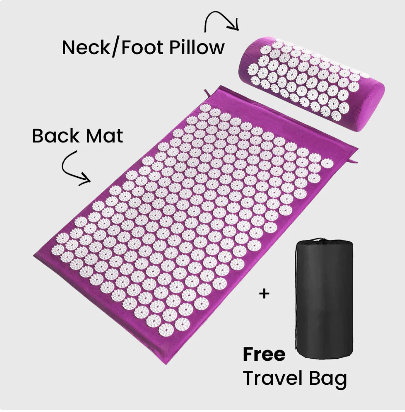 Neck & Back Acupressure Mat + Pillow Set